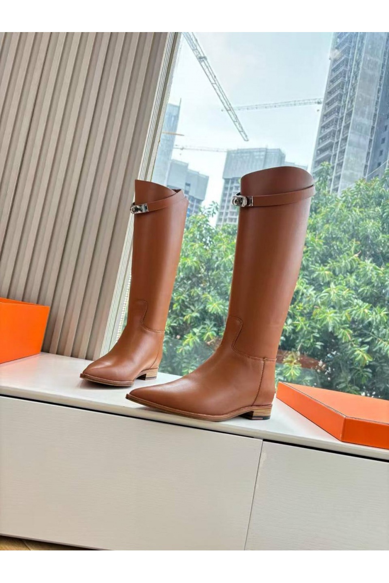 Hermes Женские кожаные сапоги Jumping Boot premum