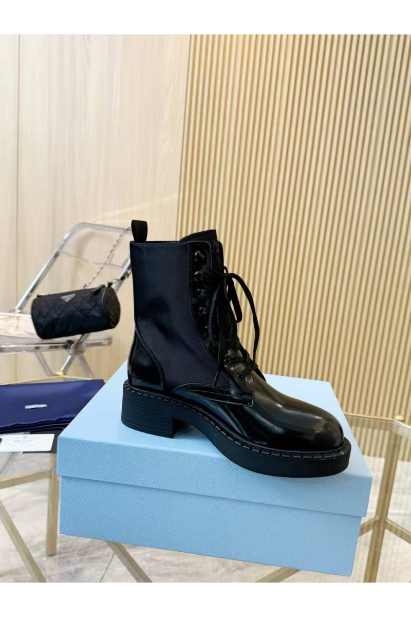 Prada Женские кожаные ботинки premium - Black