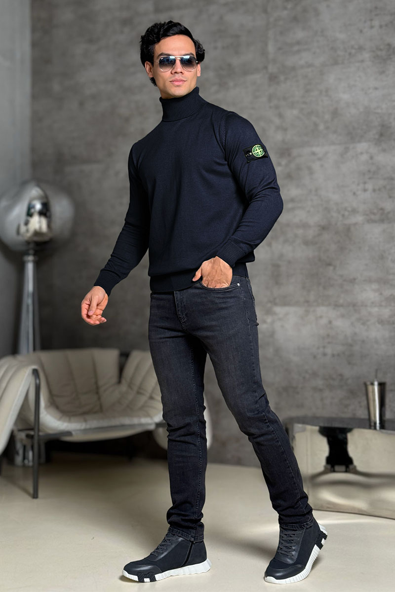 Stone Island Водолазка тёмно-синего цвета compass-patch