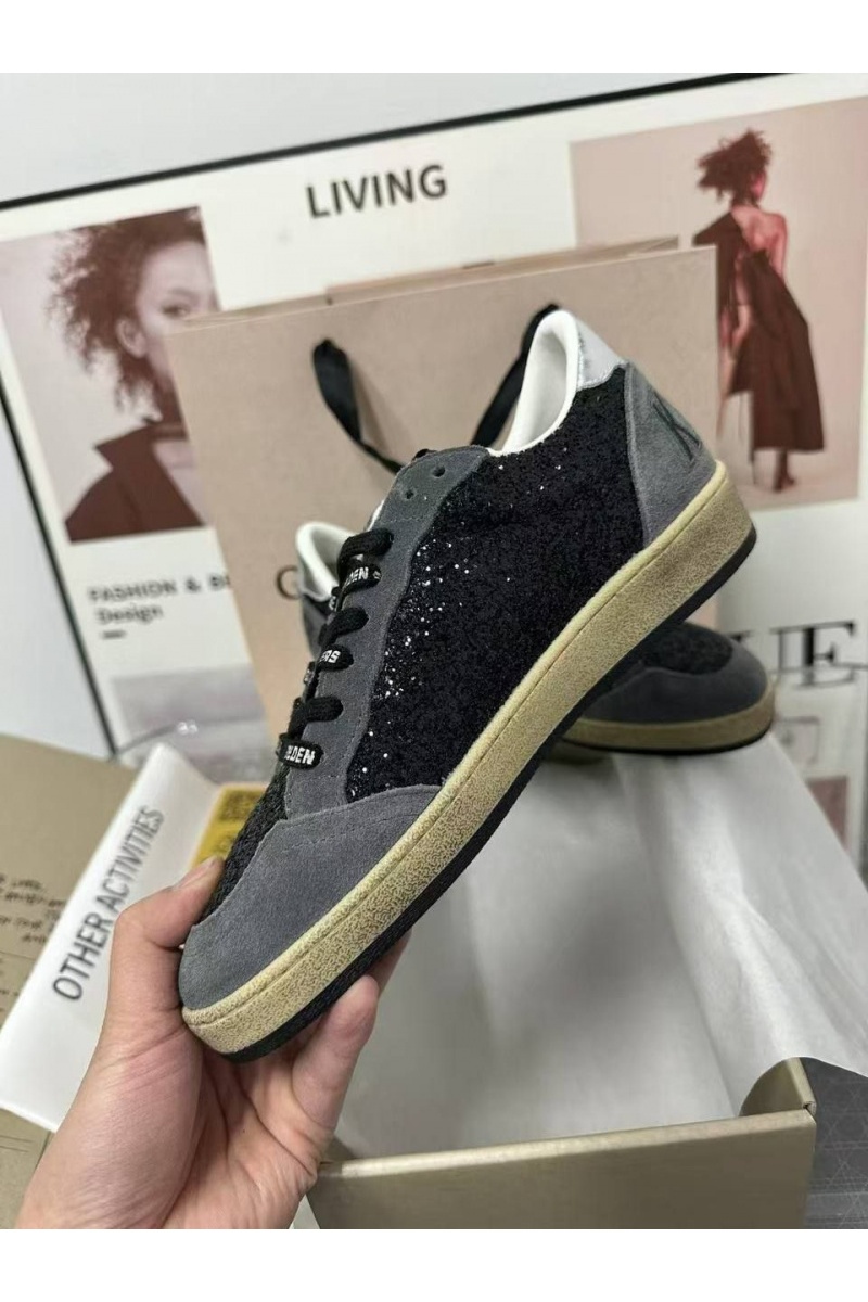Designer Clothing Женские кожаные кроссовки Golden Goose Ball Star Premium - Black / Grey