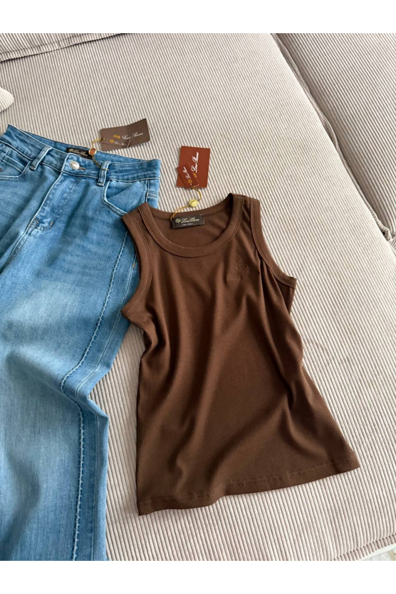 Loro Piana Женская коричневая майка premium