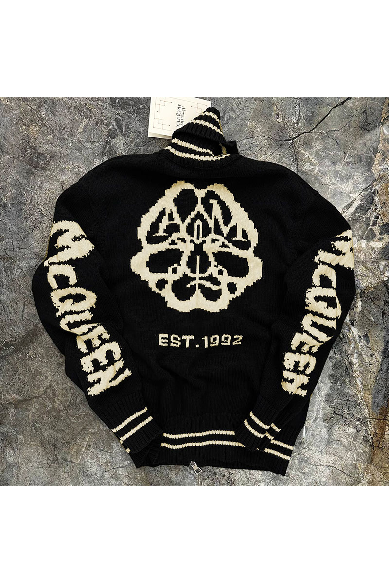 Alexander McQueen Мужской свитер на молнии чёрного цвета