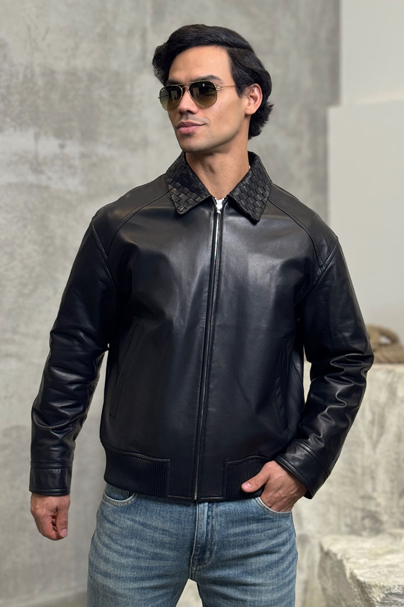 Bottega Veneta Мужская кожаная куртка premium