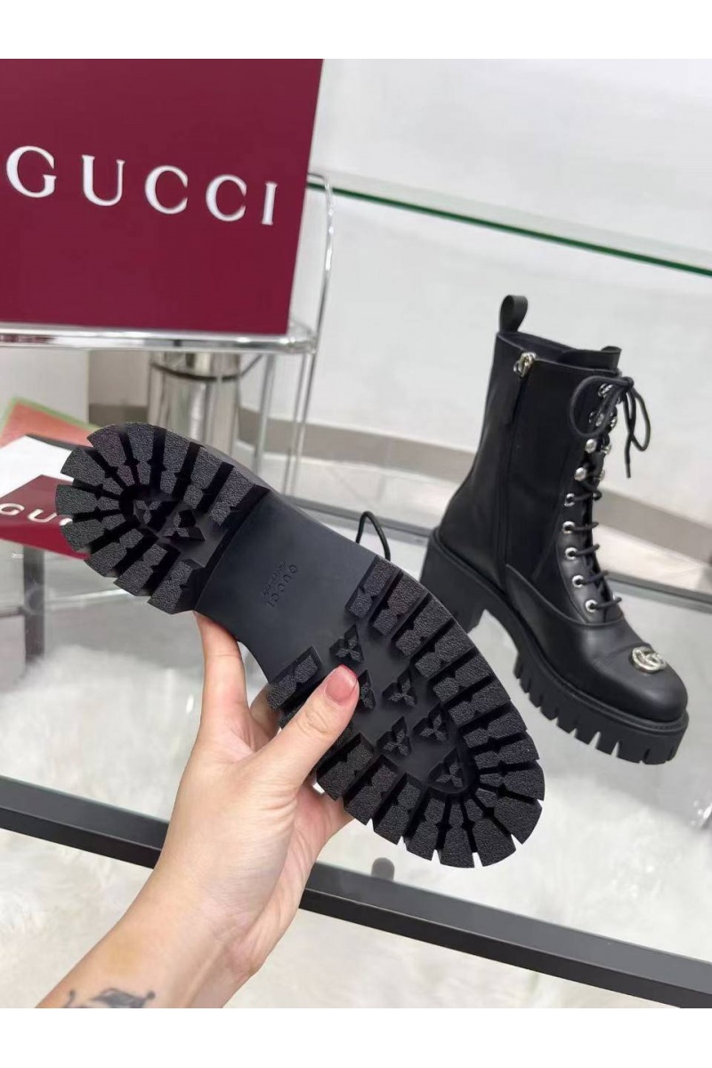 Gucci Женские кожаные ботинки Double G