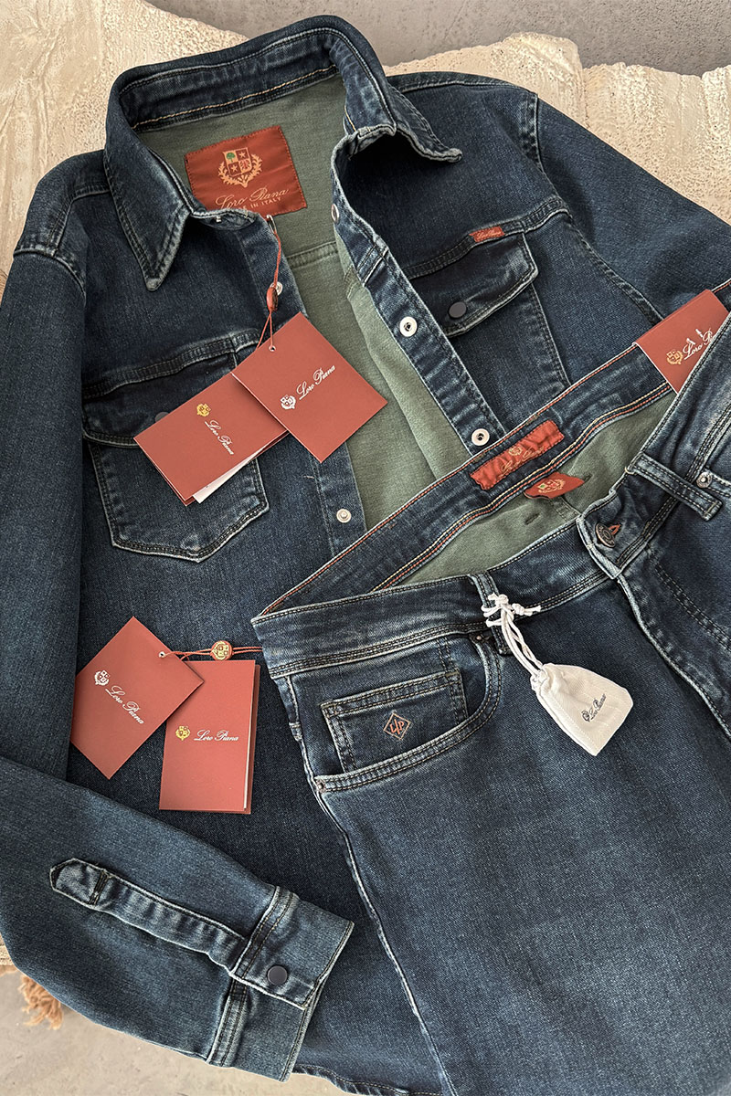 Loro Piana Джинсовая рубашка тёмно-синего цвета