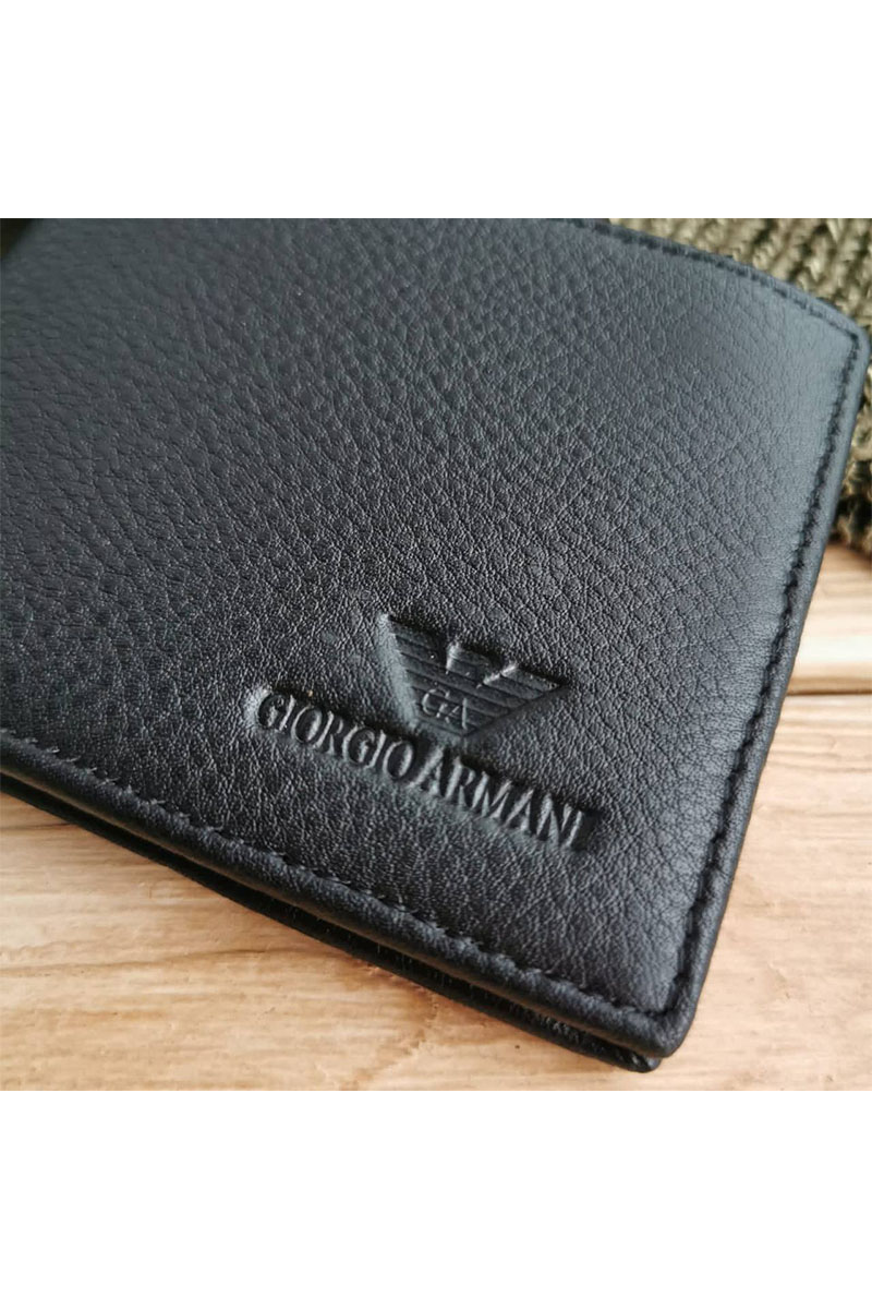 Emporio Armani EA7 Чёрный кожаный кошелёк 