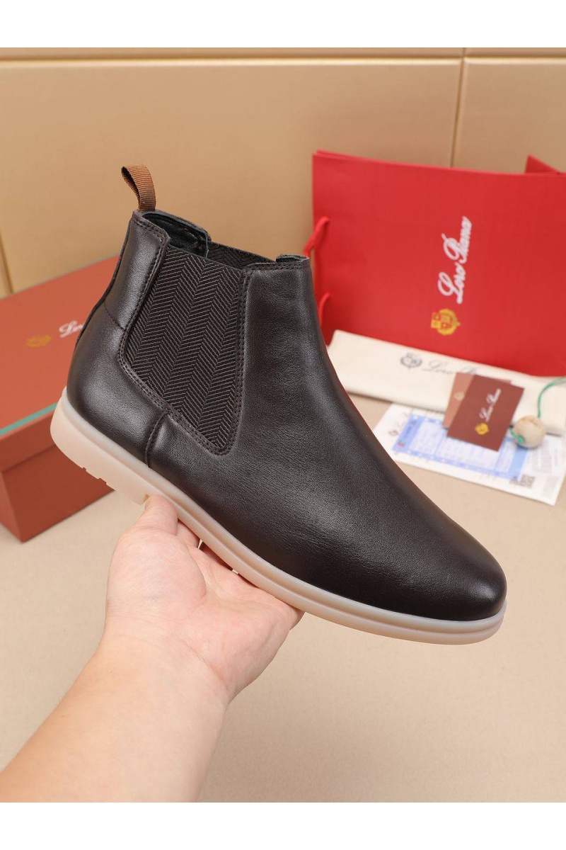 Loro Piana Кожаные ботинки с мехом 