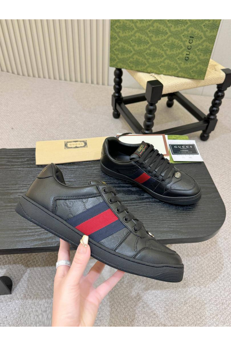 Gucci Кожаные кроссовки GG Screener - Black
