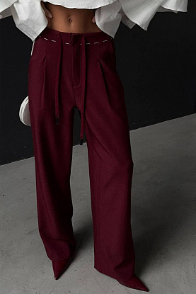 Бордовые женские брюки Maison Margiela
