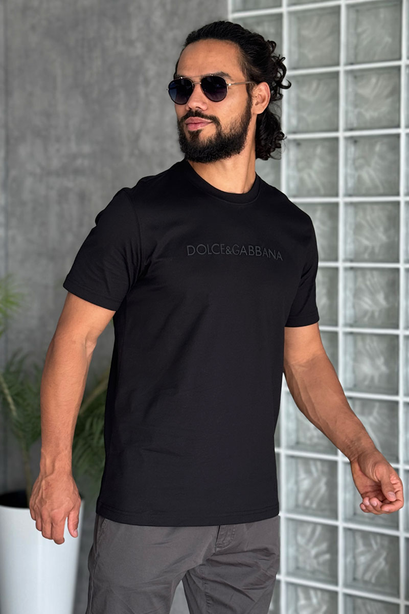 Dоlсе & Gаbbаnа Мужская чёрная футболка logo-embroidered