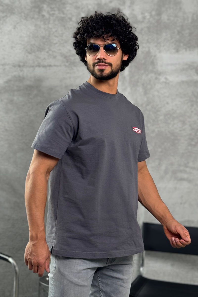 Designer Clothing Серая оверсайз футболка Wooyoungmi logo patch