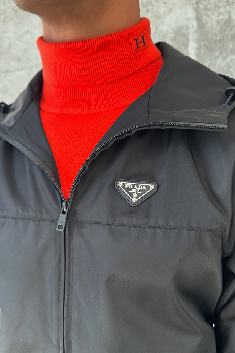 Prada Мужская чёрная ветровка logo-plaque