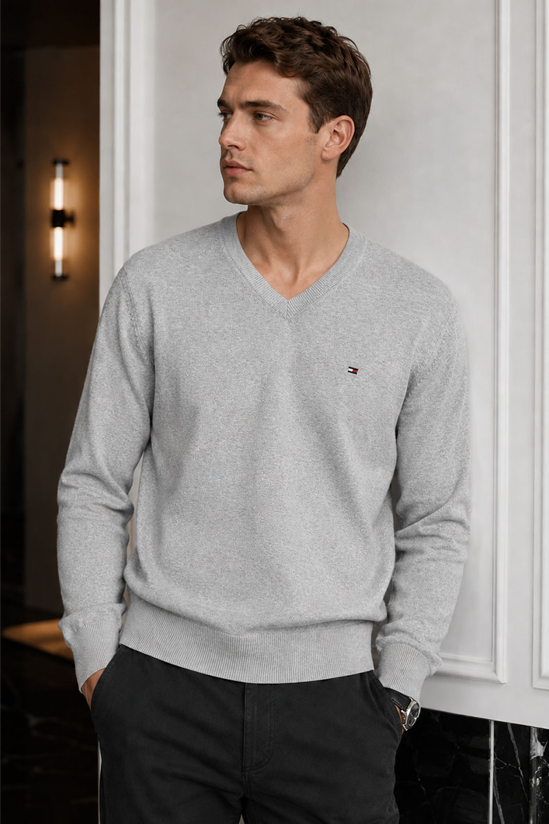 Tommy Hilfiger Мужской джемпер logo-embroidered - Grey