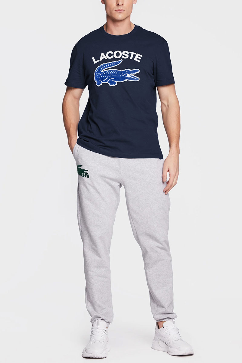 Lacoste Мужская синяя футболка logo-print 