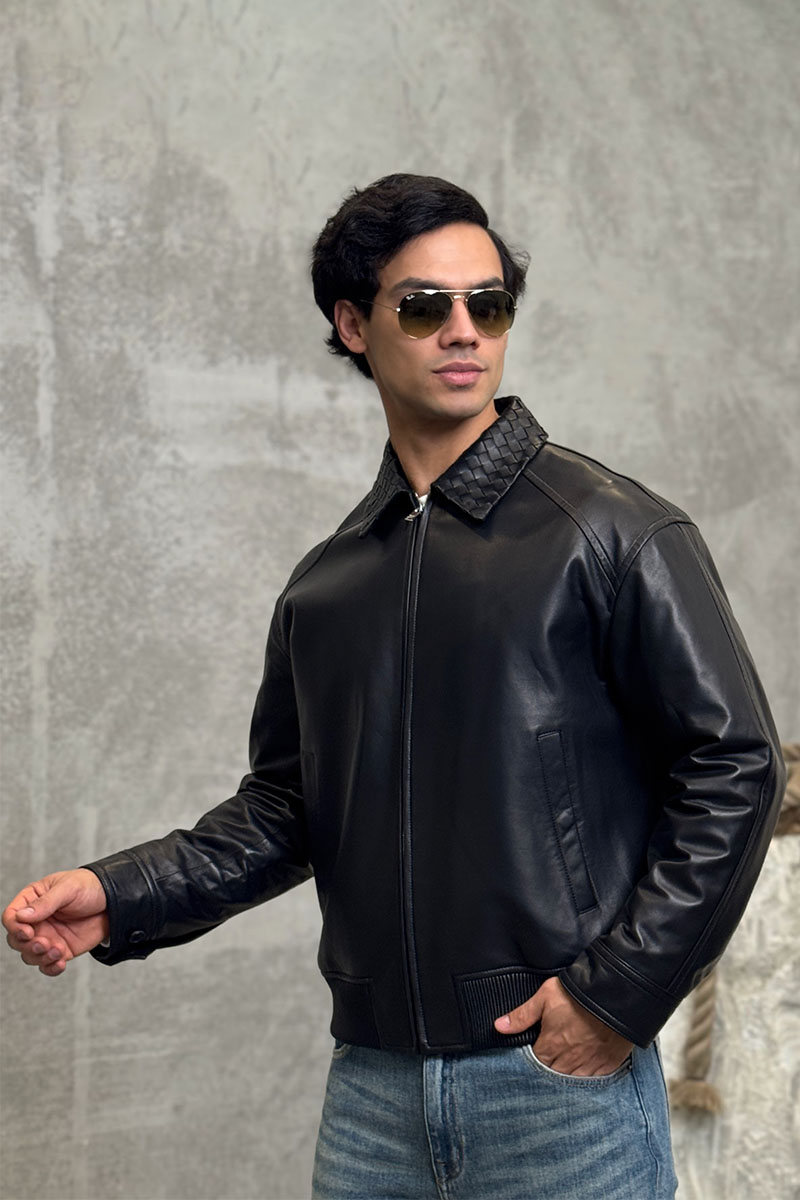 Bottega Veneta Мужская кожаная куртка premium