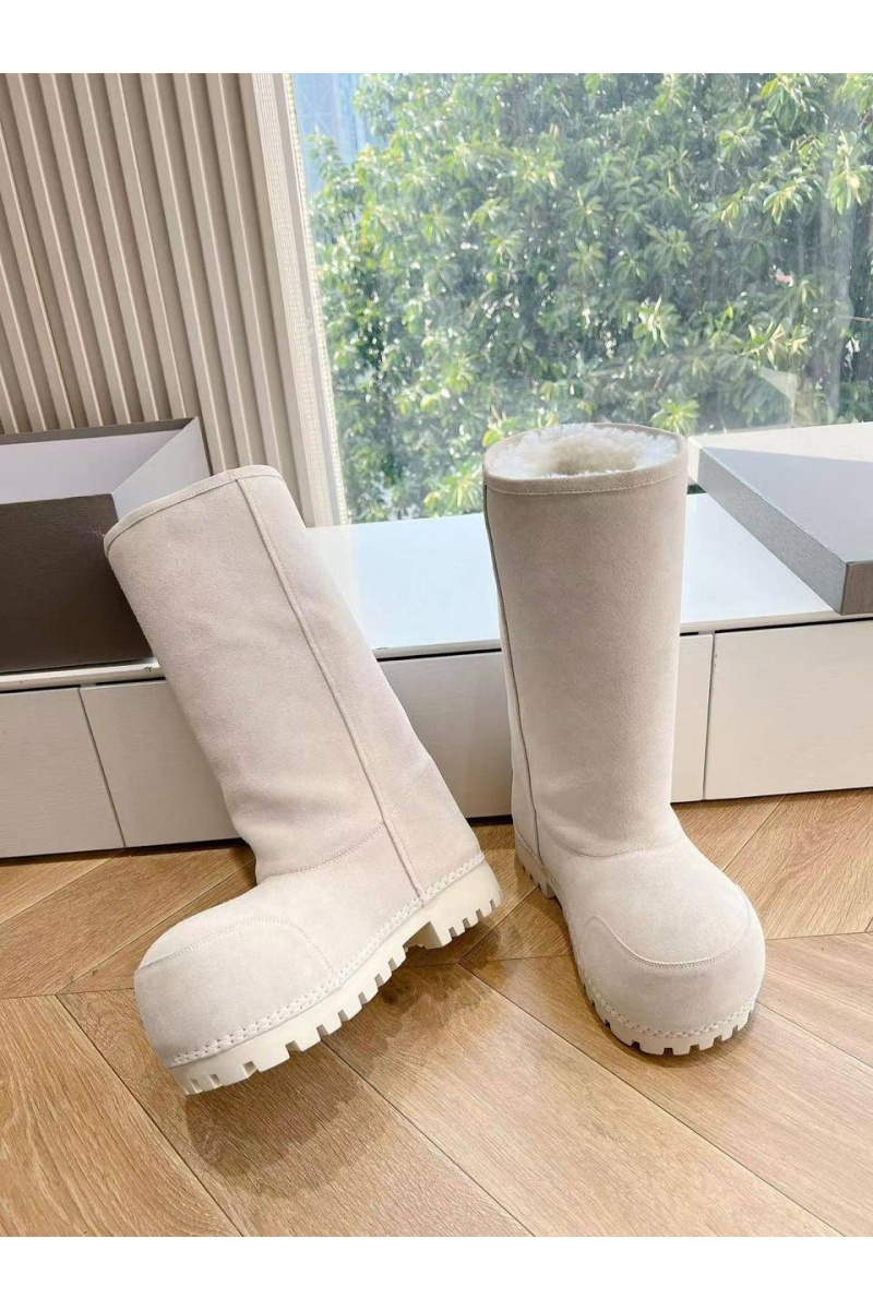 Balenciaga Женские ботинки Alaska Fur High Boot premium - White