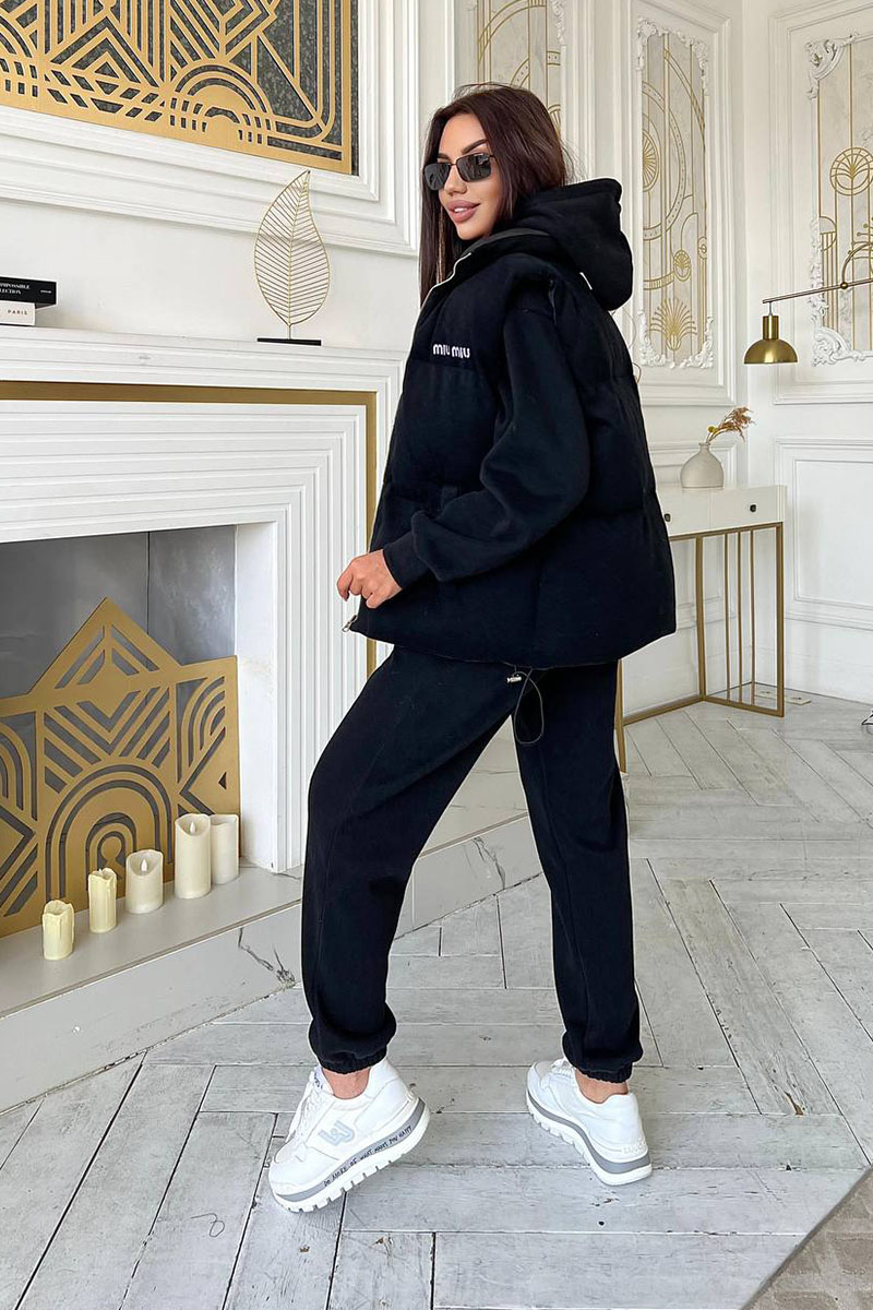 MIU MIU Женский чёрный костюм тройка 