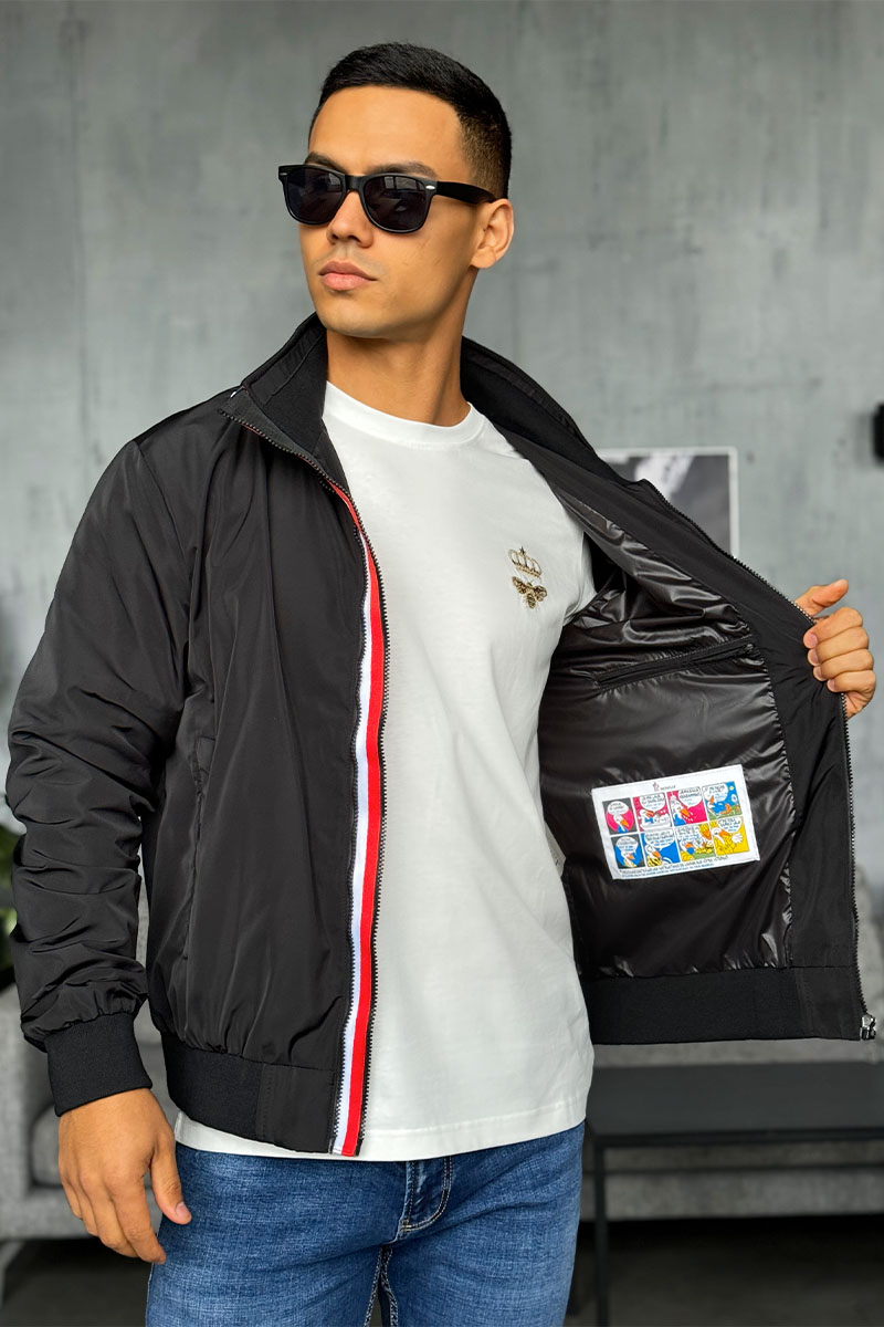 Moncler Мужская ветровка чёрного цвета logo-patch
