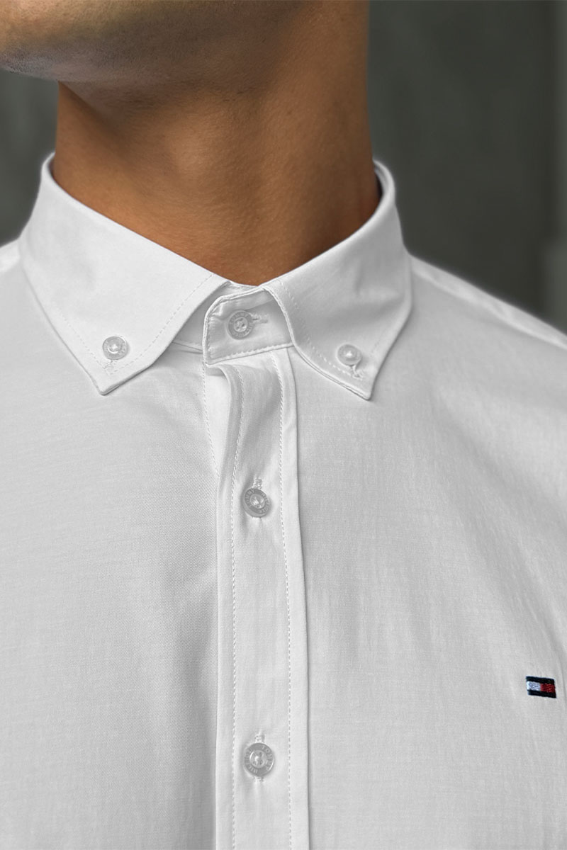 Tommy Hilfiger Мужская рубашка flag embroidery - White 