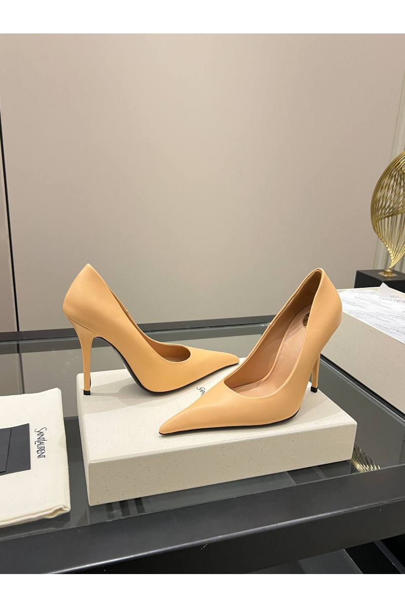 Yves Saint Laurent Женские кожаные туфли на каблуке premium