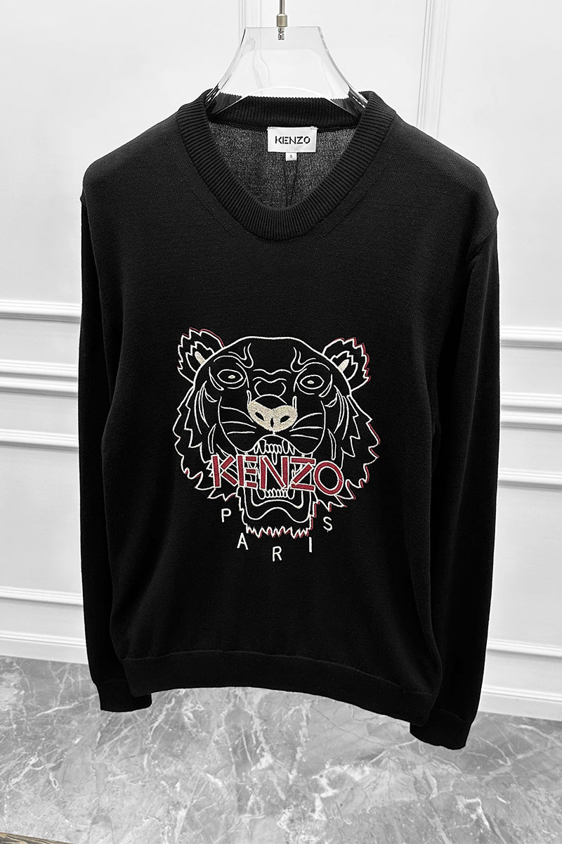 Kenzo Чёрный свитер Tiger logo-embroidered