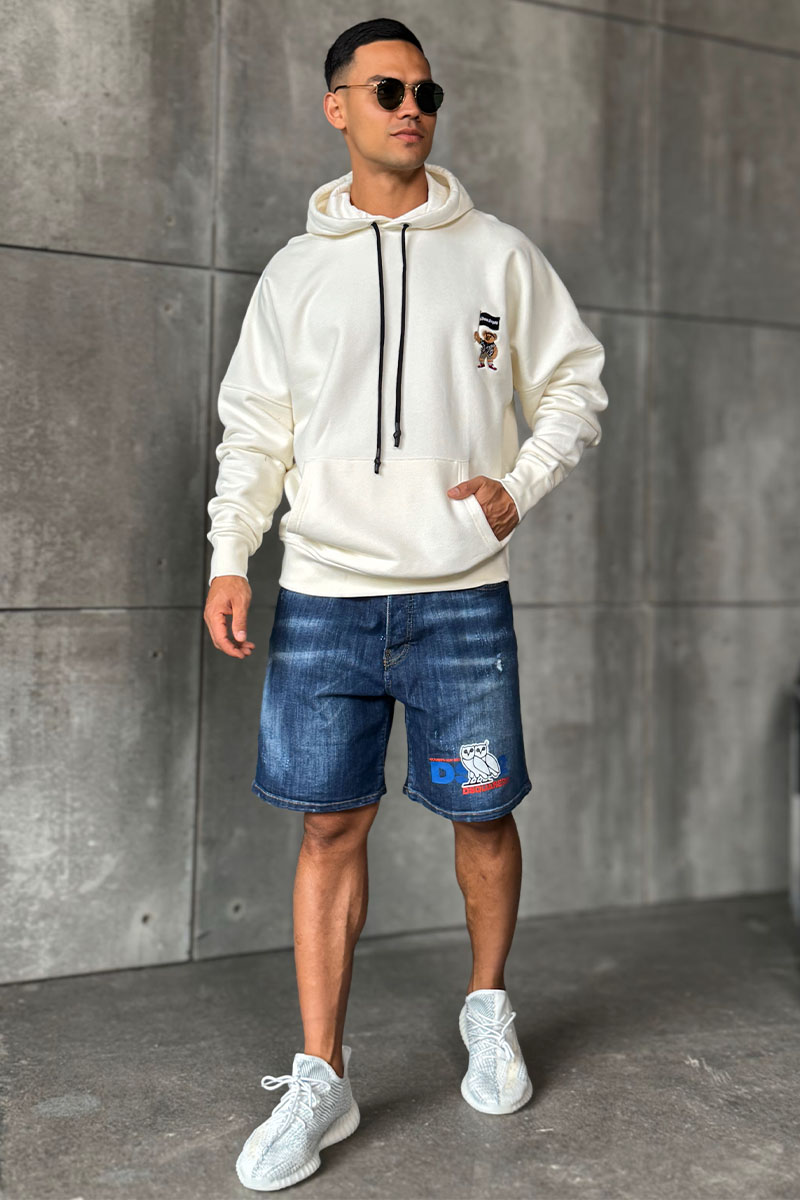 Palm Angels Утеплённое оверсайз худи "Pirate Bear" - White