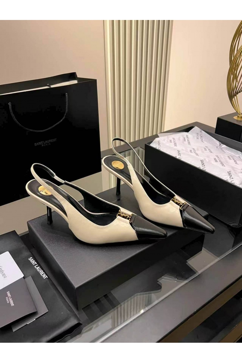 Yves Saint Laurent Женские кожаные туфли на каблуке premium