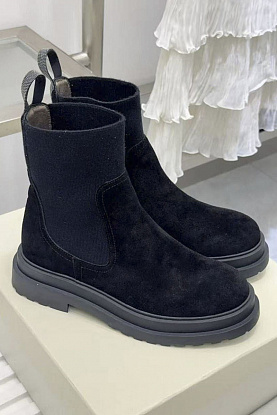 Женские замшевые сапоги premium - Black