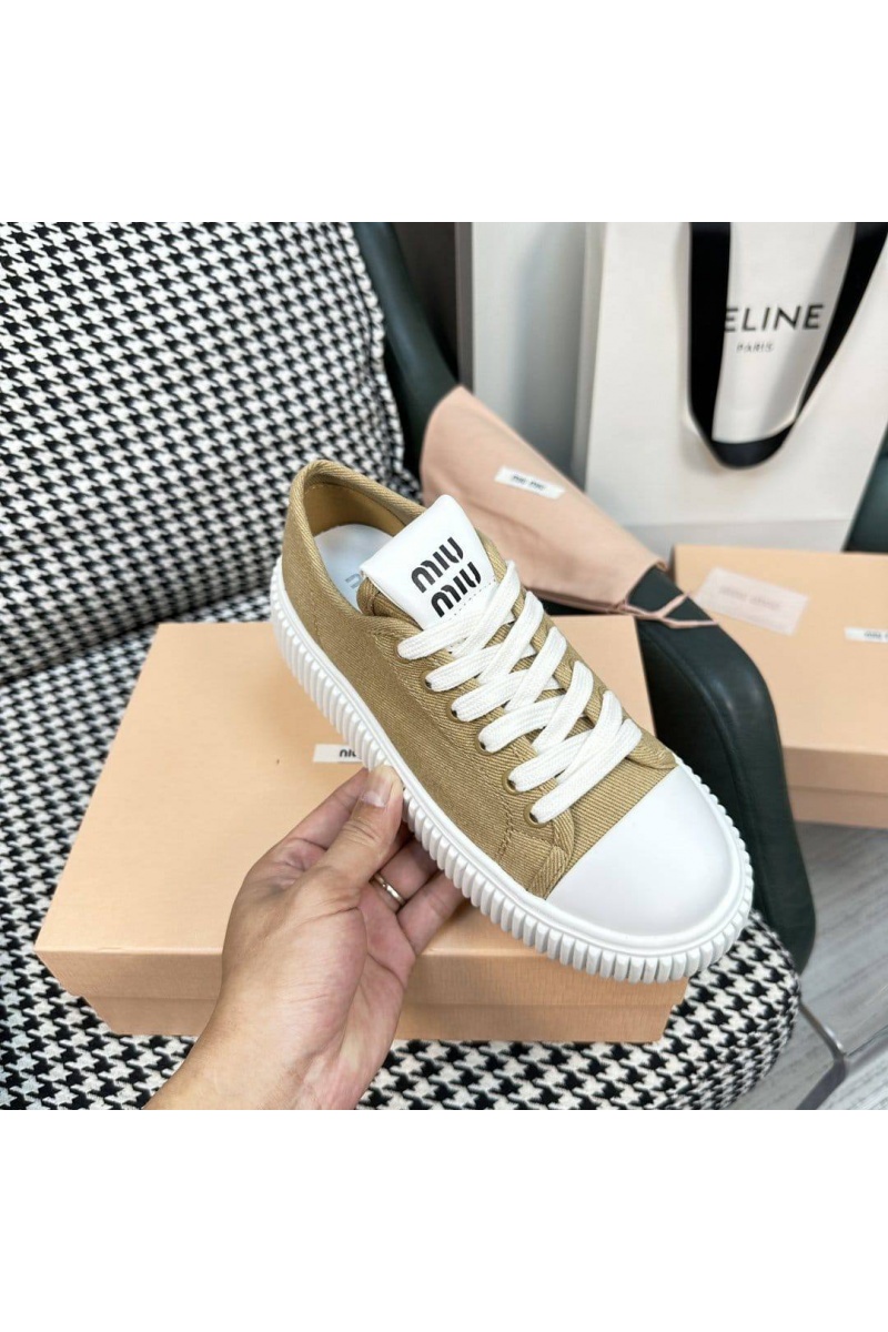 MIU MIU Женские текстильные кеды Premium - Beige