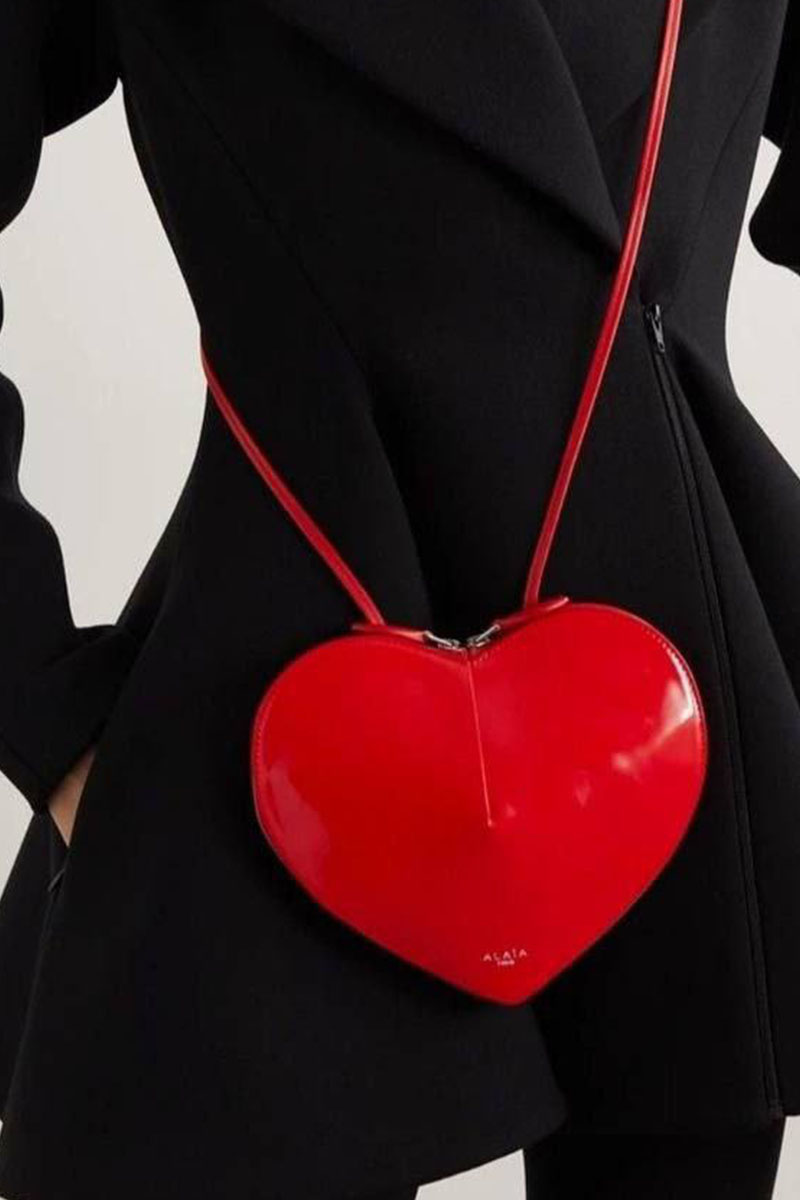 Designer Clothing Женская лакированная сумка Alaia Le Coeur 22x15 см - Red
