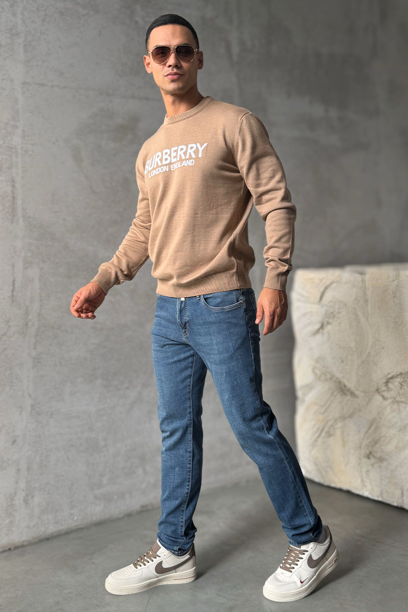 Burberry Мужской джемпер logo-intarsia - Beige 