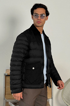 Чёрная пуховая куртка London England logo-patch