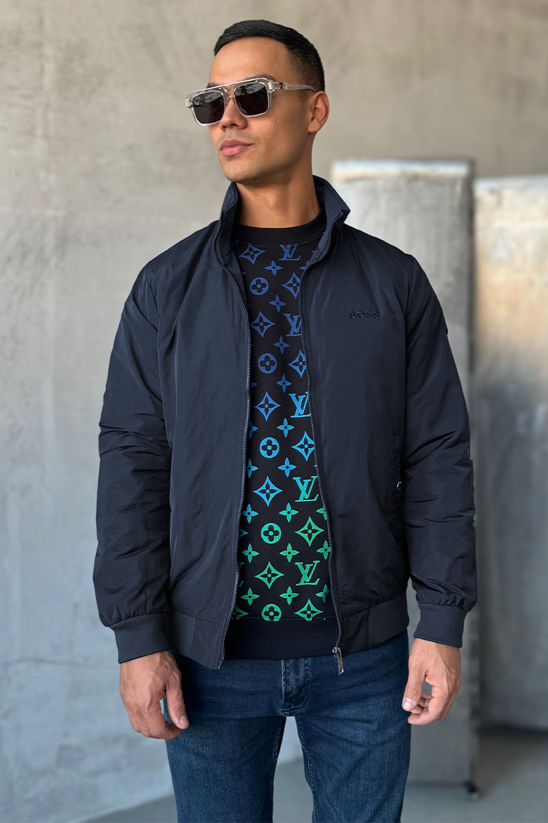 Hugо Воss Мужская тёмно-синяя ветровка logo-patch