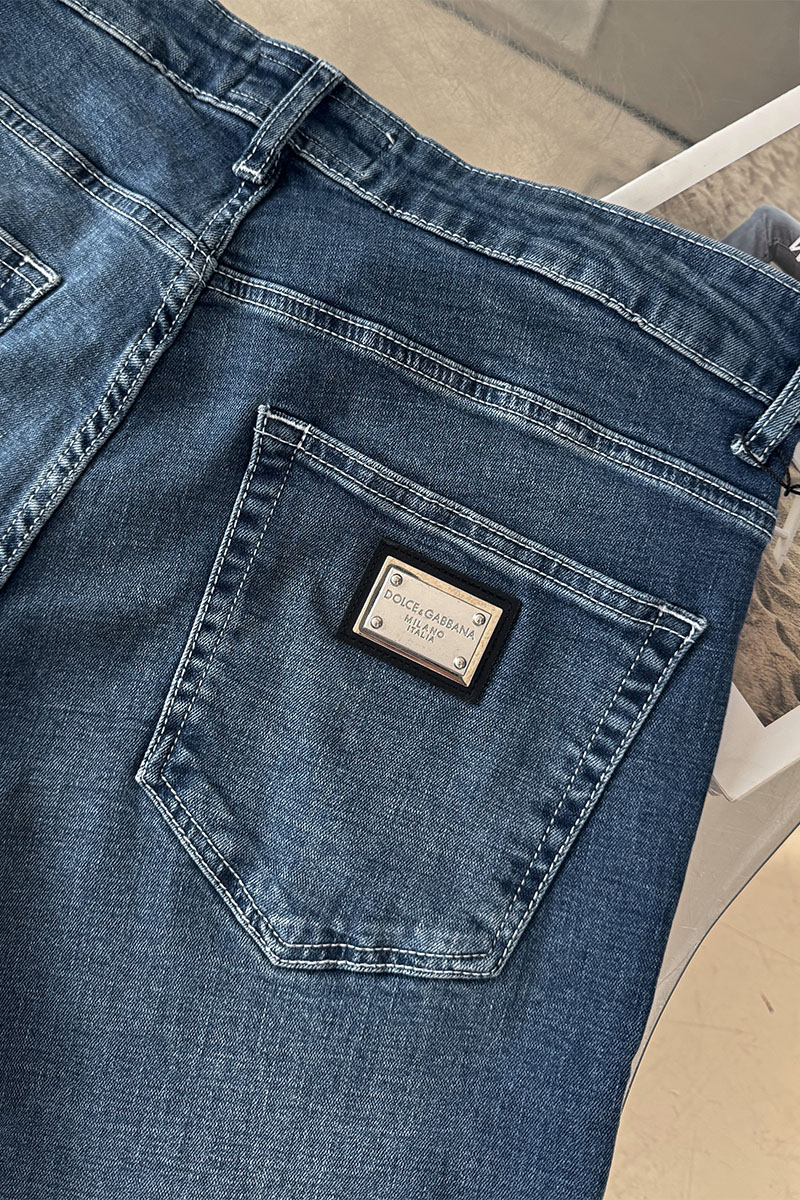 Dоlсе & Gаbbаnа Мужские синие джинсы logo-plaque