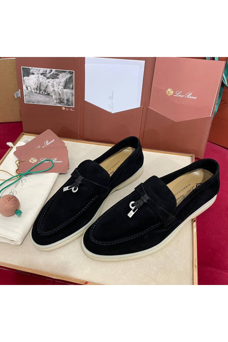 Loro Piana Женские замшевые лоферы Summer Charms Walk premium