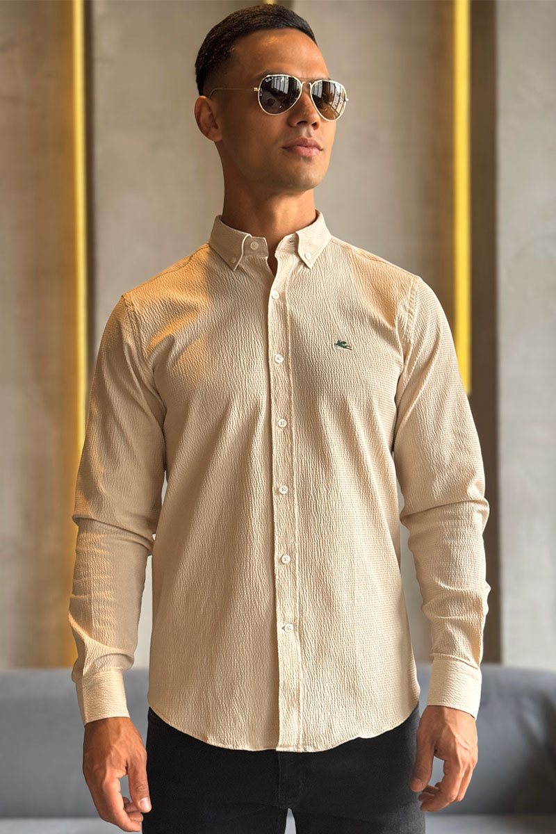 Etro Мужская бежевая рубашка Pegasus logo