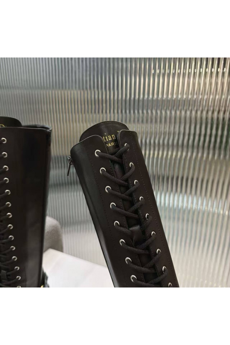 Dior Женские кожаные сапоги на шнуровке 
