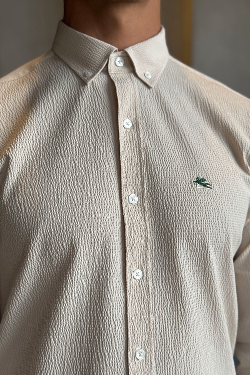 Etro Мужская бежевая рубашка Pegasus logo