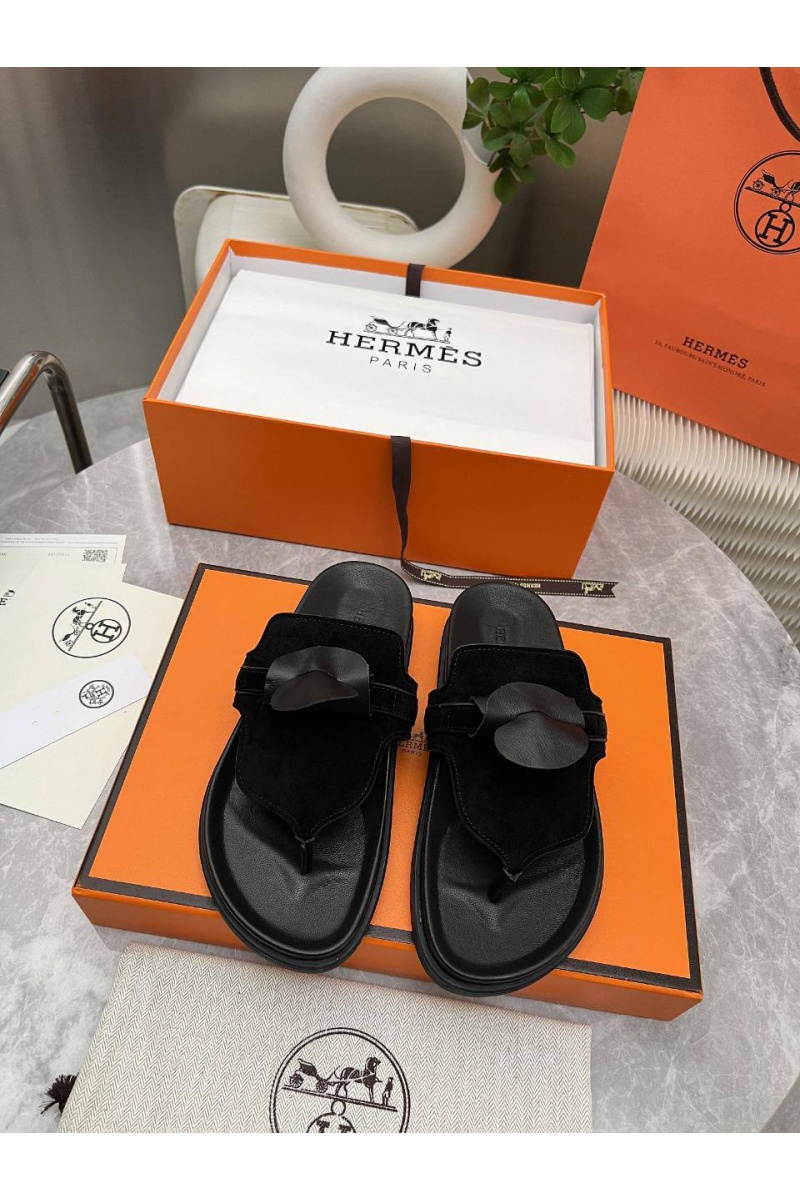 Hermes Женские кожаные шлёпанцы Empire premium