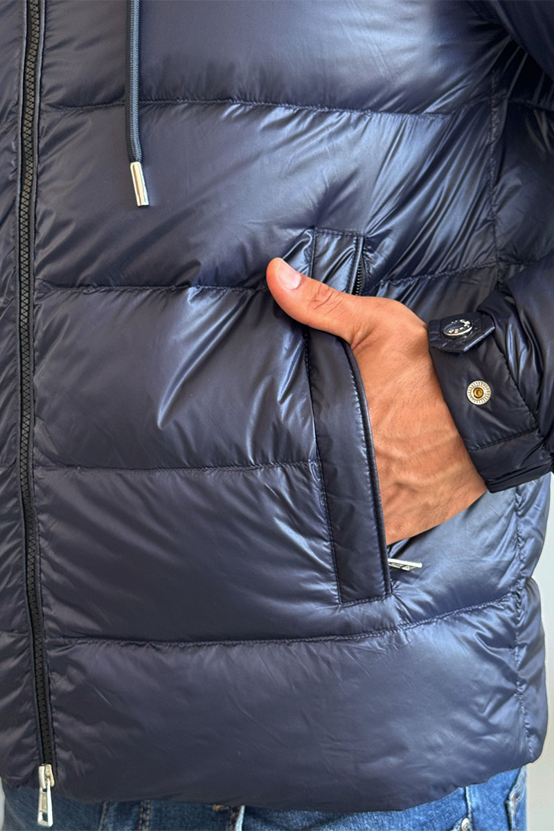 Moncler Мужской тёмно-синий пуховик Pavin