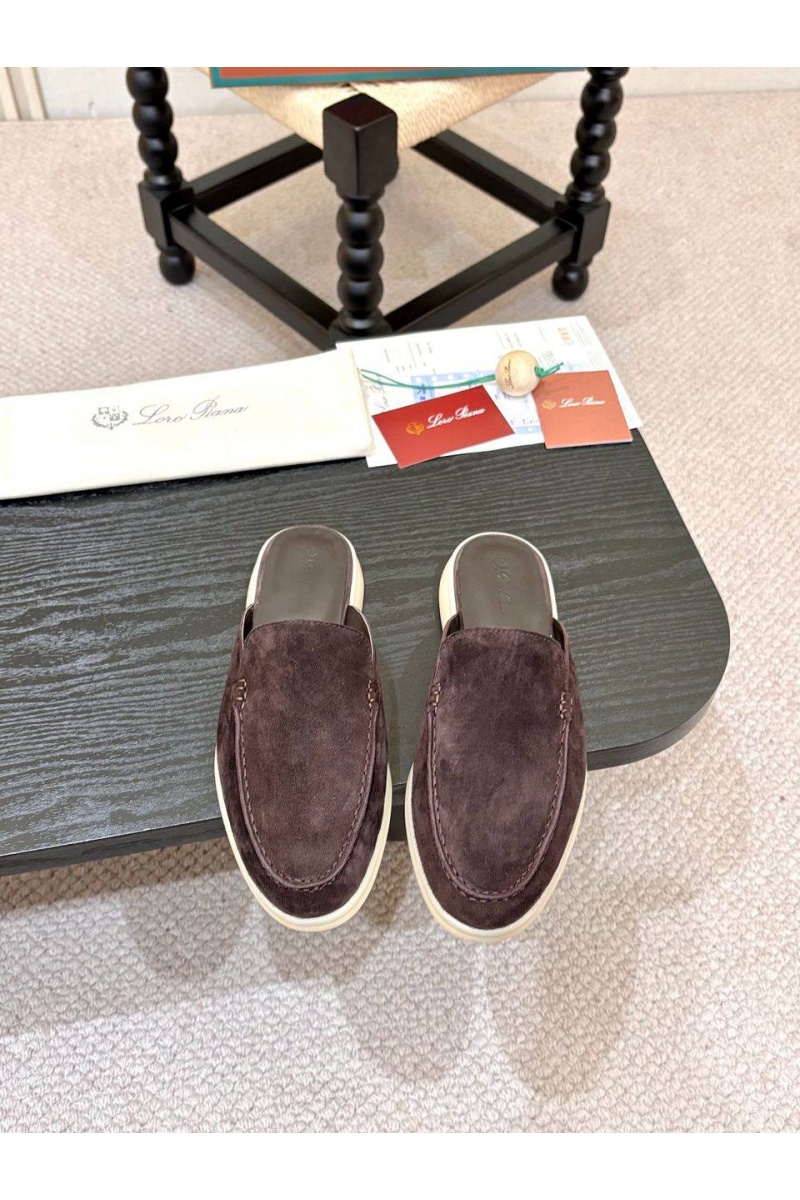 Loro Piana Мужские замшевые шлёпанцы