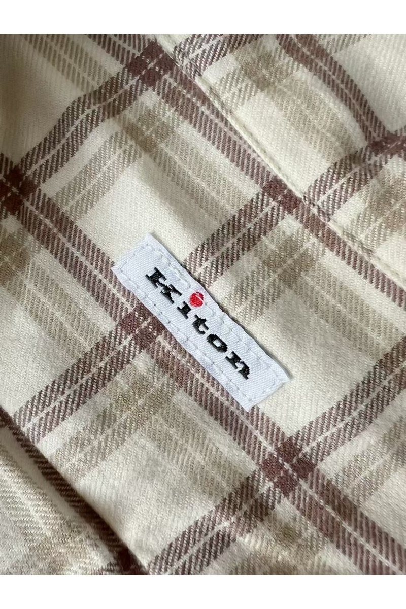 Kiton Мужская рубашка Premium - Beige Chequer
