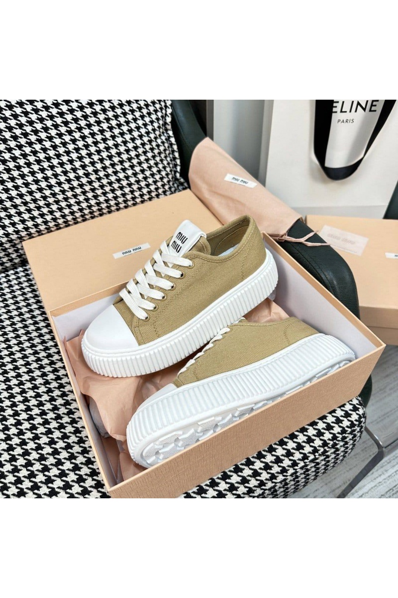 MIU MIU Женские текстильные кеды Premium - Beige