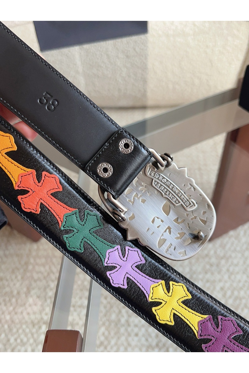 Chrome Hearts Кожаный ремень Cross Patch Cemetery premium