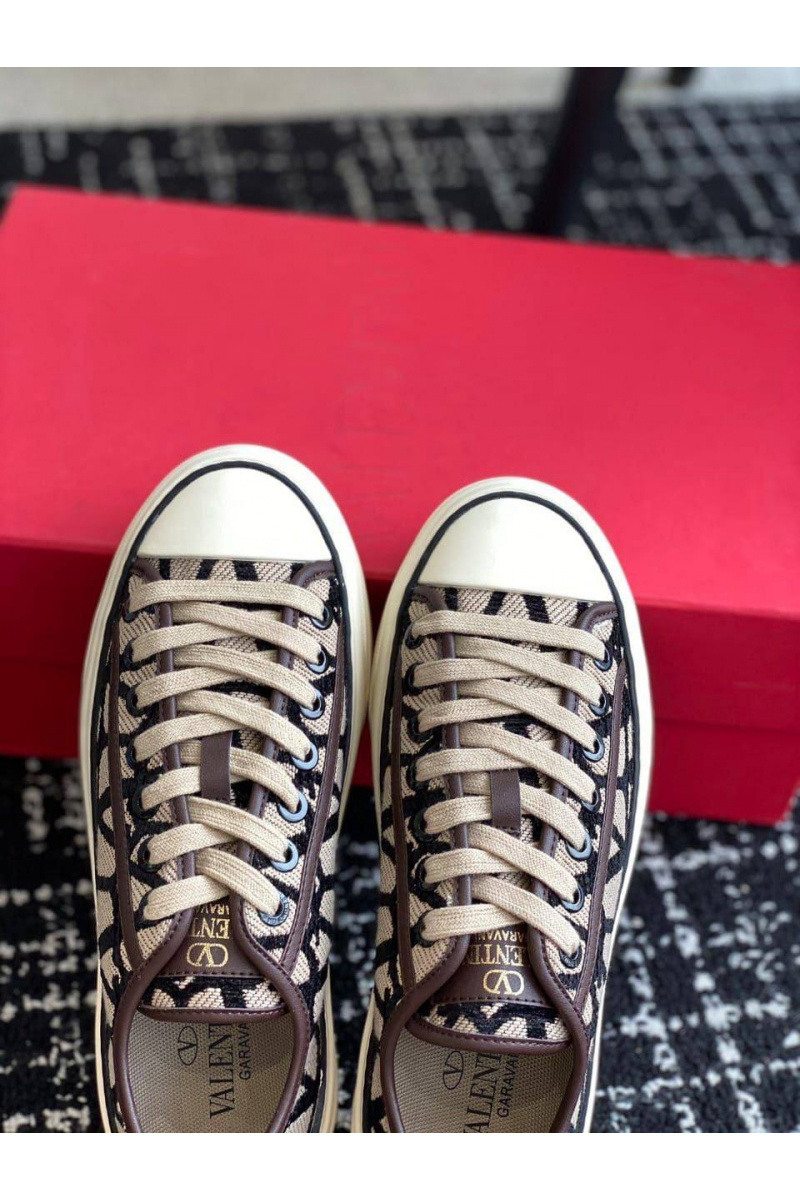 Valentino Женские кеды Toile Iconographe premium - Brown