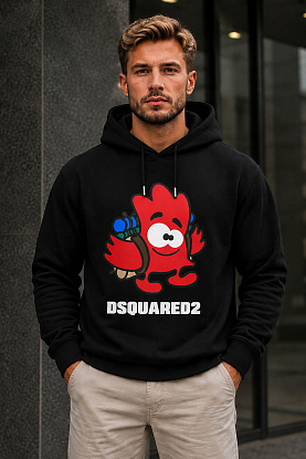 Мужское чёрное худи logo-print
