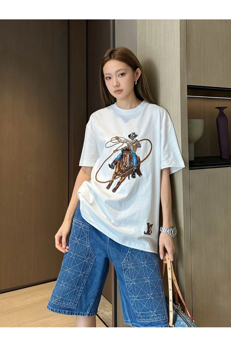 Lоuis Vuittоn Белая оверсайз футболка Premium graphic embroidery