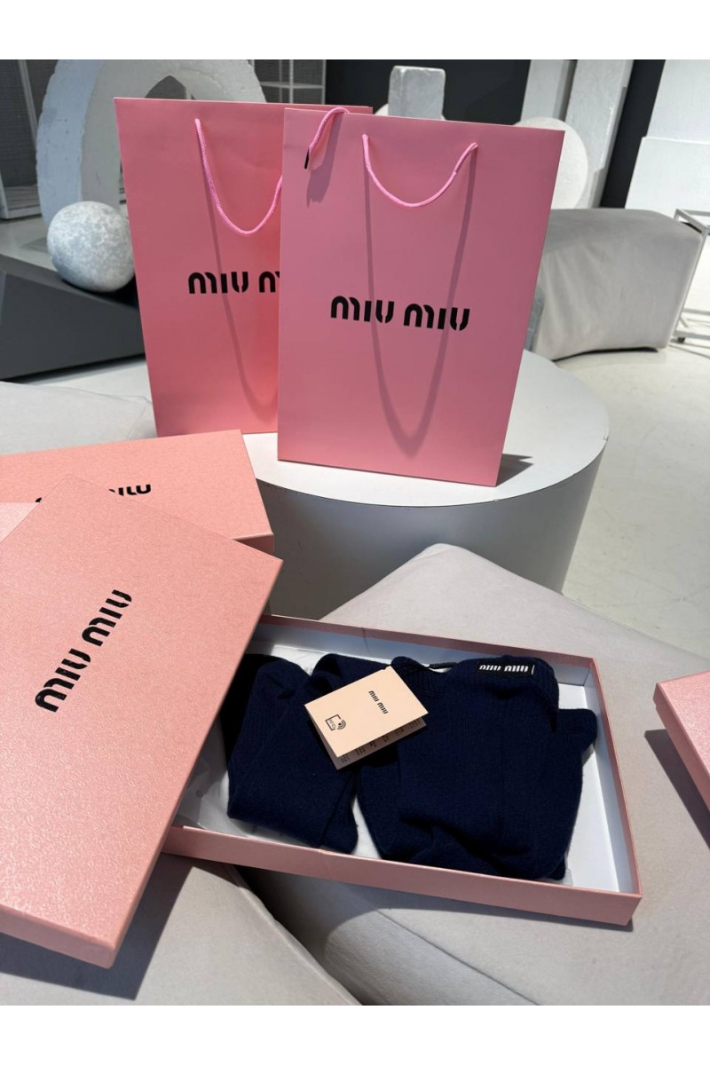 MIU MIU Женские кашемировые колготы синего цвета
