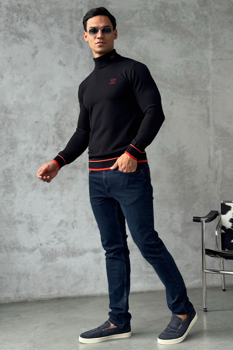 Hermes Мужская чёрная водолазка Premium