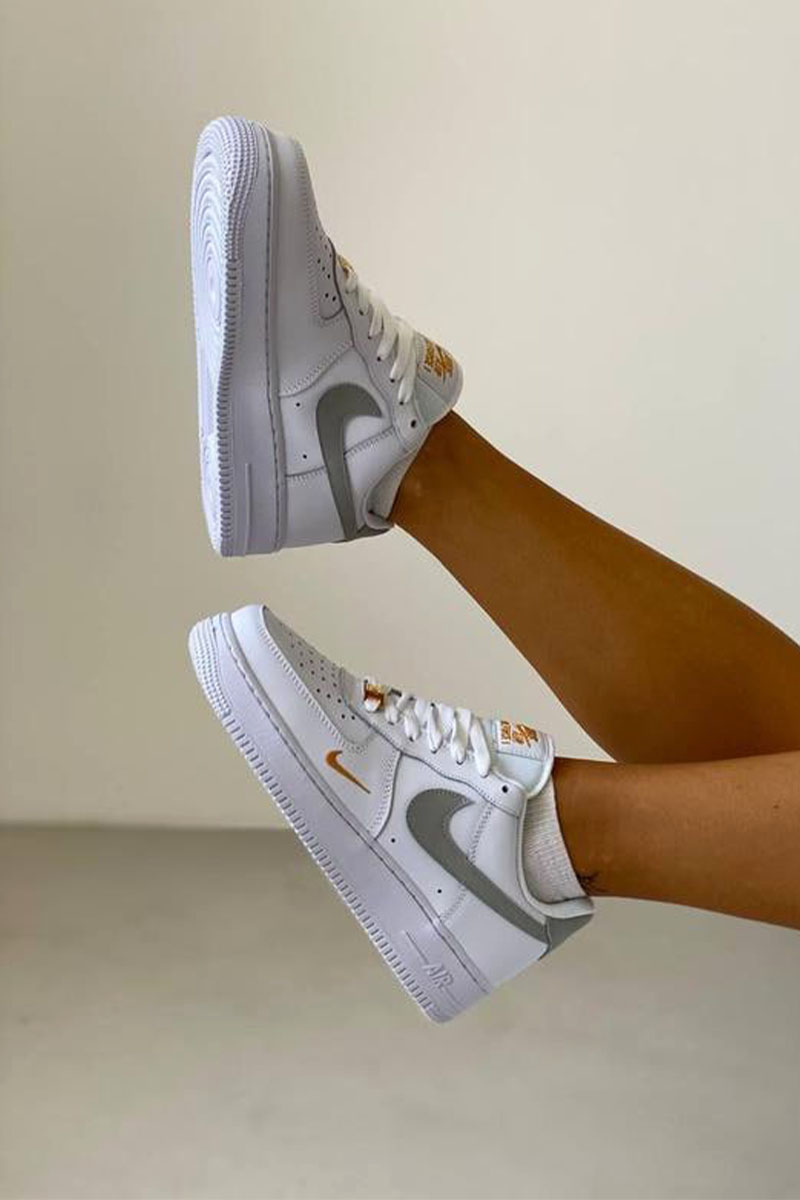 Nike Кроссовки AF1 Mini Swoosh - Grey / Gold